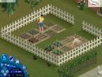 Zwei Sims bei der Gartenarbeit.