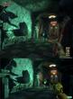 Bioshock (2KGames) - Schattenspiele: Oben sehen Sie den von uns angefertigten Screenshot. Im unteren Bereich sehen Sie das Bild, welches von 2KGames noch vor dem Release von Bioshock offiziell als Screenshot veröffentlicht wurde.