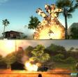 Oben sehen Sie eine bombastische Exlosion aus Just Cause 2. Unten sehen Sie ein etwas verminderte Detonation aus dem ersten Teil des Actionspiels.