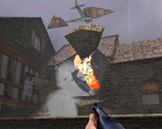 Und Action: Immer wieder sorgen Zwischensequenzen in der 3D-Engine für Überraschungen. Hier kracht gerade ein alliierter Jäger im Tiefflug in ein Gebäude.