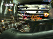 Die Hoodlums schie&szlig;en mit Gewehren, Rayman darf wie in einem 3D-Shooter zur Seite ausweichen. 