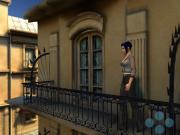 Die Dame auf dem Balkon.