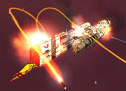 Der asymmetrisch geformte Vaygr-Zerstörer wurde von uns erst per Marine-Fregatte gekapert und leistet nun gute Dienste als mobile, schwer gepanzerte Raketenplattform. 