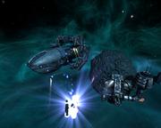 Die Argon Prime ist das Flaggschiff der Argonen und dient als Trägerschiff für kleinere Corvetten und Jäger.