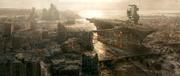 Endzeit-Vision in Fallout 3: Konzeptzeichnung der 'Schiff-Stadt' Rivet City ...
