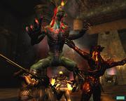 Diese Echse passt kaum auf den Bildschirm - Monster von solcher Größe gibt es viele in Age of Conan.
