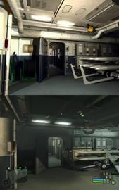 Crysis: Oben, der offizielle Crytek-Screenshot. Unten sehen Sie den von pcgames.de angefertigten Screenshot. Grafikeinstellung: 'Sehr Hoch' DirectX 10 mit 16xQ AA.