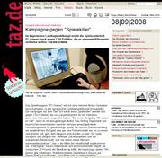 Die Berliner taz widmet der Kampagne einen ausführlichen Artikel in ihrer Ausgabe vom 8. September 2008.