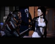 In manchen Dialogszenen kann man nun 'moralische Aktionen' ausführen - hier greift Shepard blitzschnell ein und bewahrt Miranda vor einem großen Fehler. 