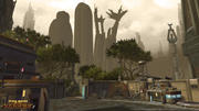 Die überwucherte Oberfläche von Taris zeigt immer noch Anzeichen der riesigen Stadt, die sich hier einst befand. Neue Bilder zu Star Wars: The Old Republic.
