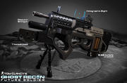 Eine der neuen Waffen in Ghost Recon: Future Soldier. Hier erkennen Sie die verschiedenen Funktionen.