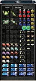 Die Items, die Yerte in Port Lux verkauft: Ganz unten seht ihr die Formelkarten für das normale Crafting, darüber die verschiedenen Scheiben.