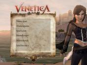 Der voll animierte Titelbildschirm von Venetica. Im Hintergrund rauscht stimmungsvoll das Meer, Scarletts Kleidung flattert sanft im Wind. Der Einstieg in's Spiel erfolgt flott: Es gibt keine Charaktererstellung oder Klassenwahl, auch die Ladezeiten fallen relativ kurz aus. 