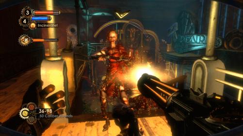 Bioshock 2 im Test für PS3 und Xbox 360:  Beschützerinstinkt - Während unsere Little Sister fleißig Adam sammelt, wehren wir drogenhungrige Splicer ab.