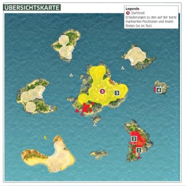 Übersichtskarte zu Anno 1404 - Komplettlösung: Mission 6 (In der Falle)