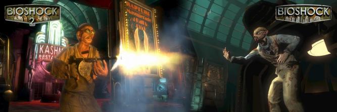 Die Gegner werden in Bioshock 2 (links im Bild) noch detaillierter dargestellt. 
