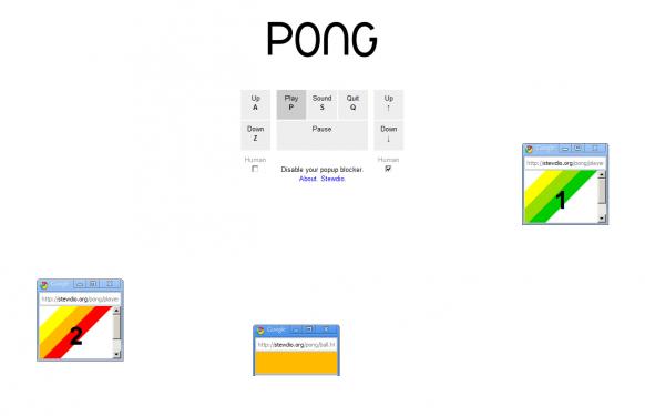 Browser Pong wird mit Browser-Fenstern gespielt
