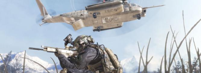 Realistischer Hubschrauber, realistischer Schauplatz, realistische Spielfigur, realistische Waffe. Alles realistisch.