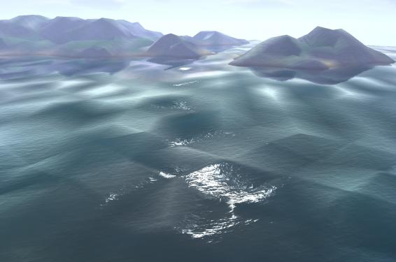 Nvidia: Eine Demo-Insel vor dem Einsatz von Tesselation.