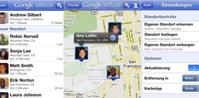 Mithilfe von Google Latitude für iPhone und iPad können Sie Freunde auf Ihrem Smartphone orten.