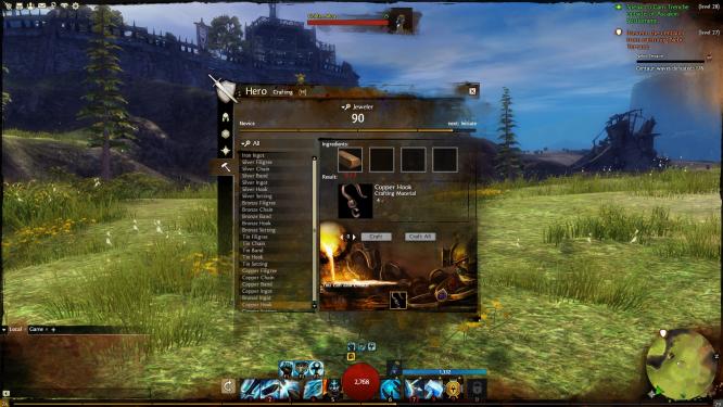 Guild Wars 2: Das MMO von ArenaNet enthält ein Berufssystem mit acht Handwerksberufen, mit dem Sie Waffen, Rüstungen, Gerichte und andere Gegenstände herstellen können. (Interface nicht final)