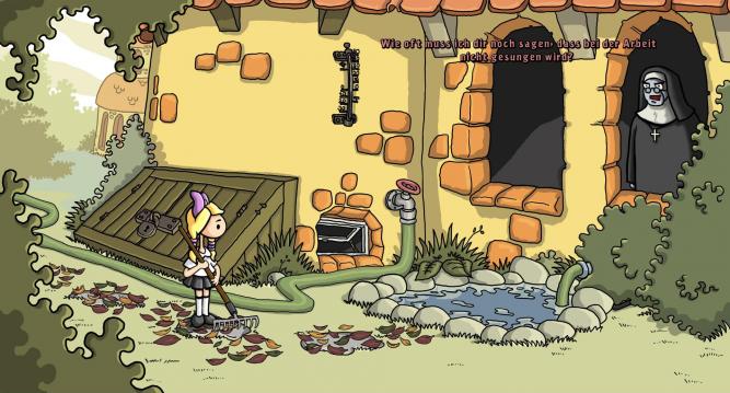 In Harveys Neue Augen wird der Spieler unter anderem auf Lilli treffen, die Hauptfigur des kommenden Adventures, die unter der strengen Regie der Klosterleiterin leidet.