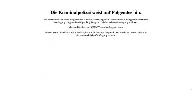 Grund für die Abmahnung: Diese Nachricht auf kino.to - ohne Impressum. Auch Länder müssen nach aktuellem Recht zahlen.