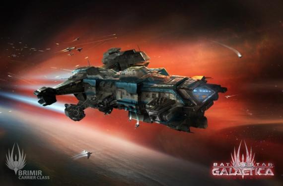 Das ist der Birmir Class Carrier, ein mächtiges Trägerschiff für Battlestar Galactica Online.