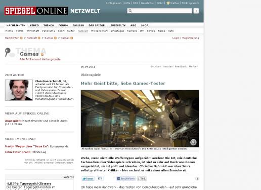 Christian Schmidt, Ex-Gamestar: Spiele-Kritiken sind platt und sollen sich nicht in Feature-Details verlieren.