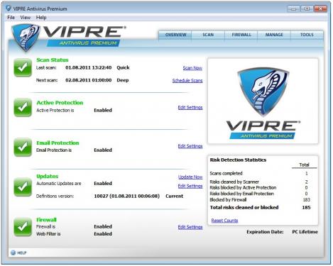 Antiviren-Software erkennt Malware und Trojaner. (im BIld: Vipre). Allerdings soll die Sicherheitsfirma Symantec bei Android etwas voreilig gewesen sein.
