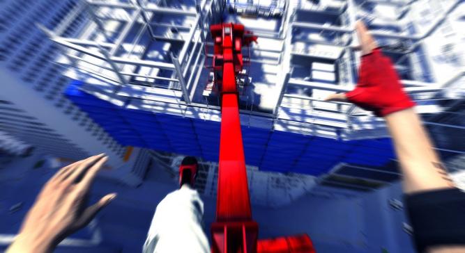 Mirror's Edge - Hier wurde das Motion Blur gekonnt eingesetzt. Durch die verschwommene Sicht und das so vermittelte Geschwindigkeitsgefühl wirkt die dargestellte Höhe noch gefährlicher.
