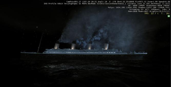 Auf diesem Bild seht ihr die Titanic erstmals von außen. Es ist einer der ersten Versuche der Modder, den Luxusliner mit der CryEngine 3 darzustellen.