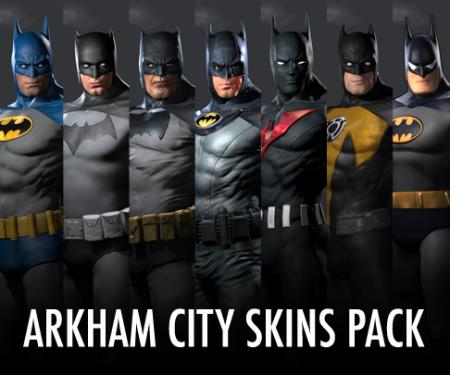 Hier seht ihr alle sieben Batman-Skins aus dem DLC auf einem Bild.