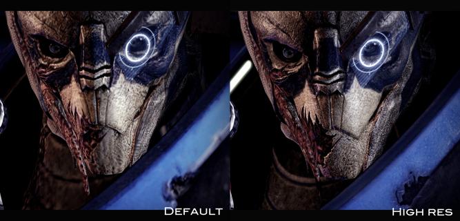 Hier könnt ihr deutlich erkennen, dass die Charaktere in Mass Effect und Mass Effect 2 mit Mod deutlich besser aussehen als im Original.