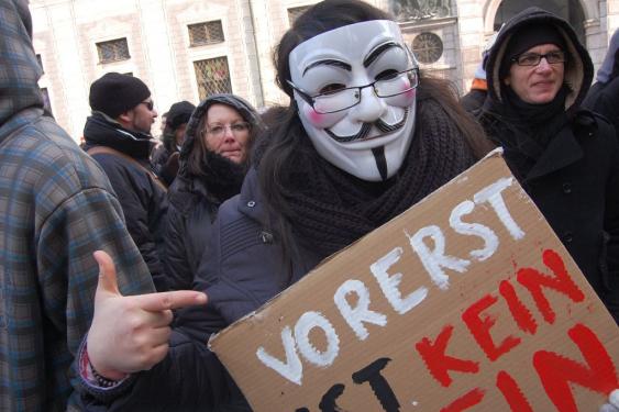 Anti-ACTA-Protest in München: Demonstrieren gegen die mögliche Beschneidung der Meinungsfreiheit im Internet. (1)