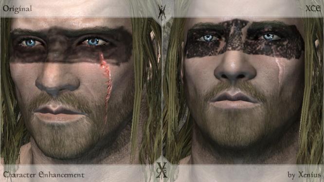 Die Unterschiede sind teilweise gravierend. Rechts das Gesicht mit, links ohne Skyrim-Mod.