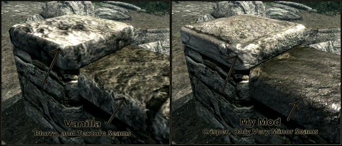Hier seht ihr eines von vielen Beispielen. Die Mod sorgt in Skyrim für deutlich bessere Meshes.