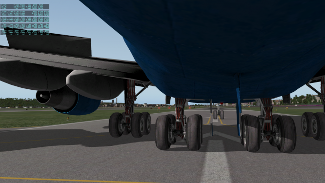 Die Details, mit denen X-Plane 10 aufwartet, sind teilweise enorm. Hier seht ihr ein toll modellierte Fahrwerk.