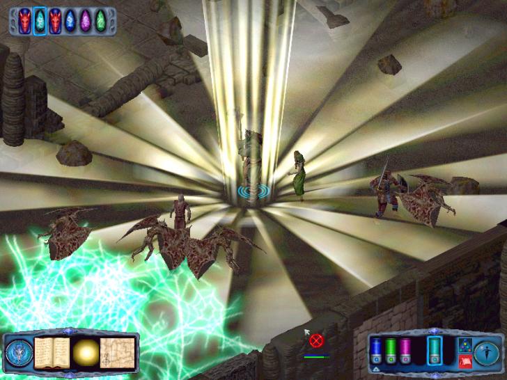 [26/11/01] Unser Blitzzauber dezimiert die Orks um drei. Das Interface am oberen linken Bildrand zeigt, welche Figur wann am Zug ist.