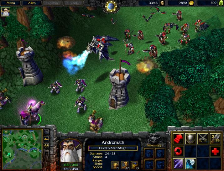 [26/11/01] Warcraft 3: Reign of Chaos Blizzards Klassiker bietet eine spannende Kampagne, clevere Rollenspiel-Elemente und mitreißende Cutscenes. Die kreisch­bunte Grafik ist zwar völlig veraltet, doch das gleichen ein starker Editor und zahllose gute Mods (darunter DotA) wieder aus.   PC Games Wertung: 92 Prozent