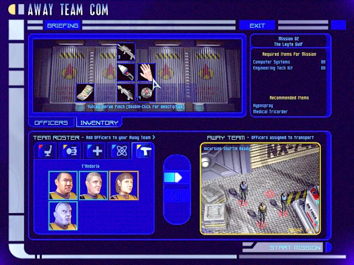 [26/11/01] Ein Blick auf die Men&uuml;f&uuml;hrung in Star trek: Away Team