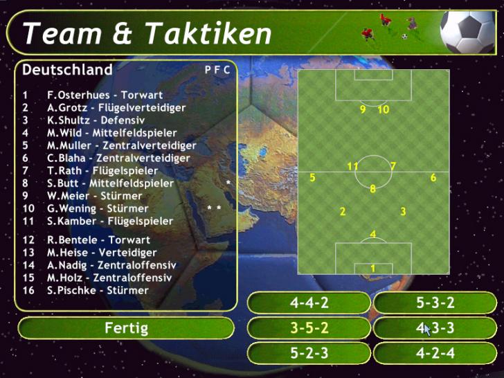 [07/04/02] Die taktischen Optionen beschränken sich auf die Auswahl einer Standard-Formation.