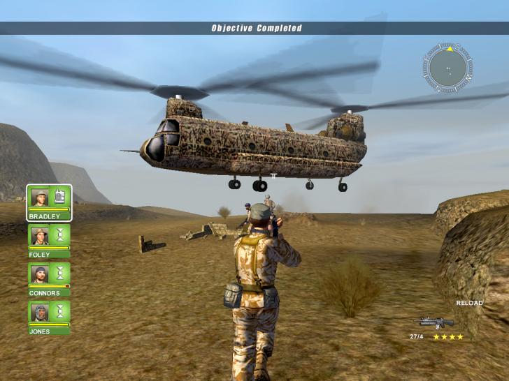 [24/10/02] Nach jeder erfolgreichen Mission fliegt Sie ein Helikopter aus dem Krisengebiet. Übrigens: Speichern dürfen Sie pro Auftrag nur zweimal.