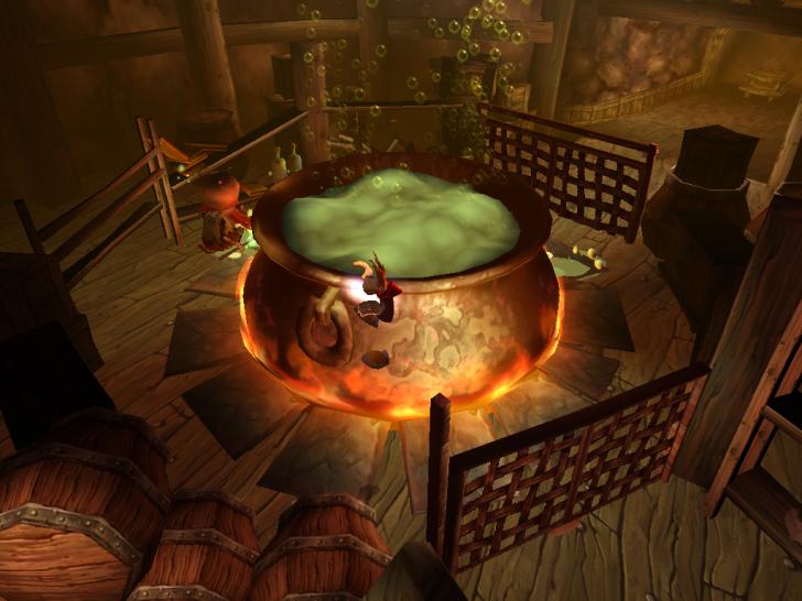 [31/03/03] Im Land der wandelnden Seelen liefert sich Rayman eine aberwitzige Verfolgungsjagd mit einer Hexe - um einen Kochkessel herum!