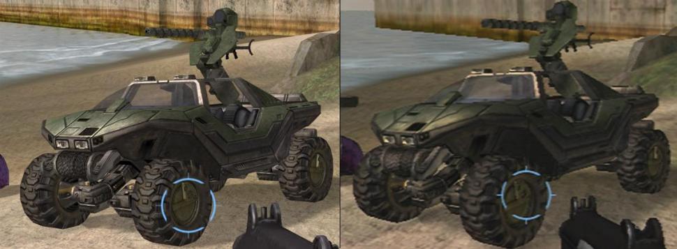 [26/04/07] Links sehen Sie die Windows Vista-Version von Halo 2. Rechts die Konsolenfassung.