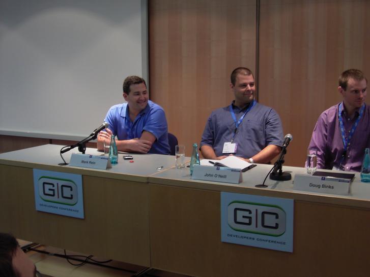 [21/08/07] Marc Rein (Epic, Unreal Engine 3), Dough Binks (Crytek, Cry Engine 2), Bruce Rogers (Cryptic, Engine von City of Heroes/Villains) und John O'Neil (Vicious Cycle, Vicious-Engine)