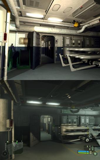 [06/01/08] Crysis: Oben, der offizielle Crytek-Screenshot. Unten sehen Sie den von pcgames.de angefertigten Screenshot. Grafikeinstellung: "Sehr Hoch" DirectX 10 mit 16xQ AA.