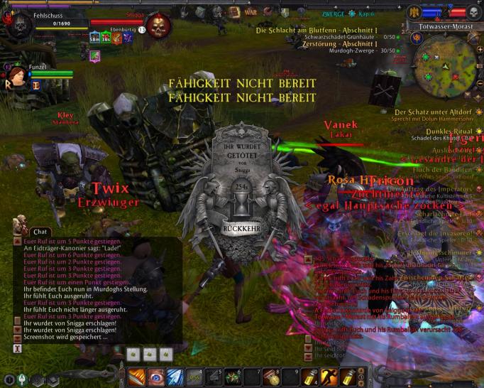 [24/09/08] Selbstmordkommando: Ich renne in eine Horde feindlicher Spieler, spreche einen AE-Root, richte keinen Schaden an und sterbe. Für diese Aktion bekommene Punkte: Null. 