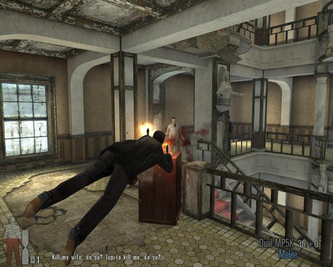 [30/04/09] Max Payne 2-Mod Boiled: Auch dieser Gegner ist am besten mit einem sogenannten Shoot-Dodge zu knacken...