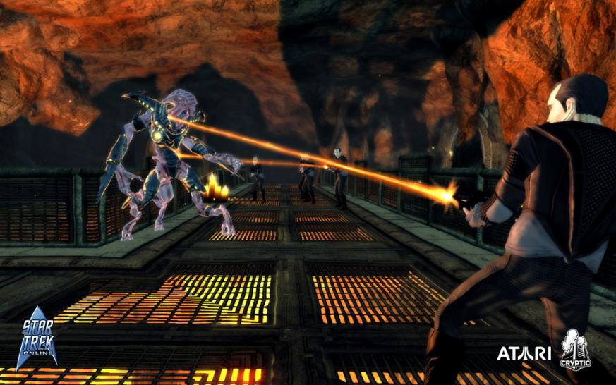 [23/06/09] Umzingelt: Einer der neuen Screenshots zu Star Trek Online zeigt die Laser-Gefechte.